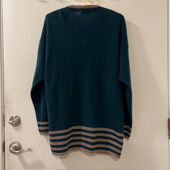 Sisley Green Relaxed Elegance Wool Blend Button Cardigan Sweater Sz XL/2XL - Picture 4 of 9